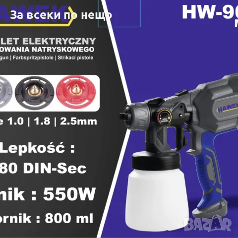 Електрически пистолет за боядисване 800 мл HAWEK, снимка 5 - Други инструменти - 50348714