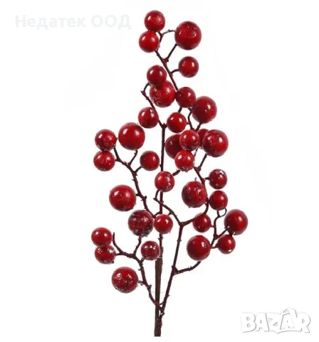 Коледна декоративна украса, Клонка, Червен, 62cm, снимка 2 - Декорация за дома - 48304184