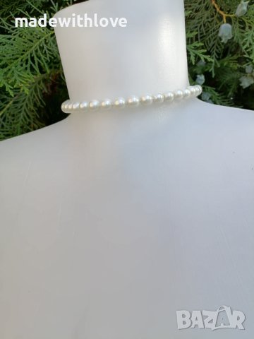 Ръчно изработена перлена огърлица единична, снимка 2 - Колиета, медальони, синджири - 43246105