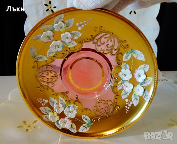 Bohemia кристална чаша с чиния,злато., снимка 9 - Антикварни и старинни предмети - 33145666