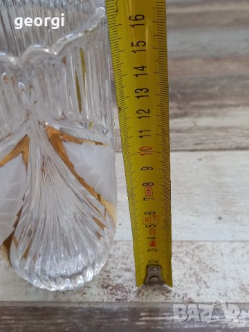 немска ваза от оловен кристал с позлата Anna Hutte , снимка 5 - Вази - 42958074