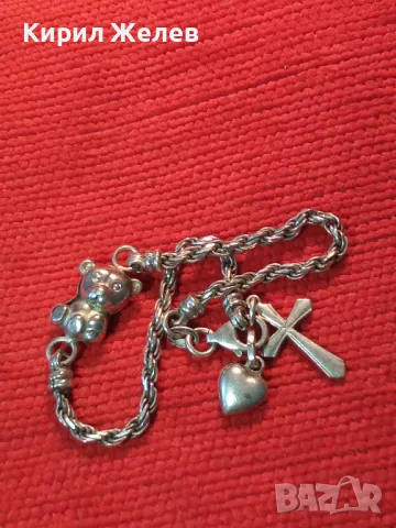 ВИНТИДЖ АРТ СРЕБЪРНА ГРИВНА СРЕБРО 925 със СРЕБЪРНИ КРЪСТЧЕ СЪРЧИЦЕ и МЕЧЕ 44027, снимка 13 - Гривни - 46419919