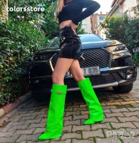 Ботуши на платформа - зелен лак - K-40