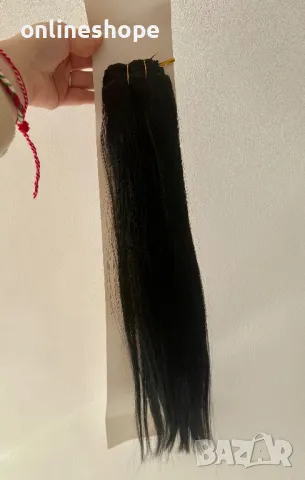 100% Естествена права коса 45см - 70 грама , 7 реда Клипс - Remy -, снимка 6 - Аксесоари за коса - 49259028