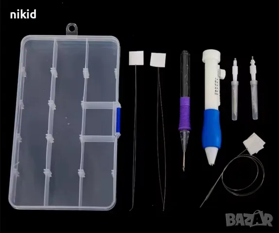 7 части Уред Механизъм за фъкане пънч шило с три игли Punch Перфораторна игла за бродиране шиене, снимка 6 - Други - 48313662