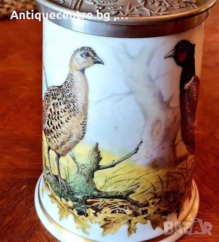 Лимитирана серия на Franklin Porcelain от 1981 г., „The Game Bird Stein“, , снимка 4 - Декорация за дома - 50940797