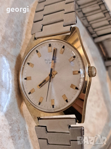 съветски позлатен часовник Poljot с метална верижка Полет 