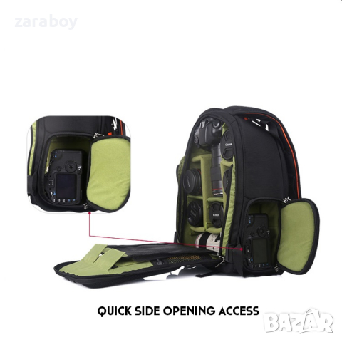 Нова раница за DSLR фотоапарат, обективи и лаптоп CAREELL C3056, снимка 9 - Чанти, стативи, аксесоари - 36559494