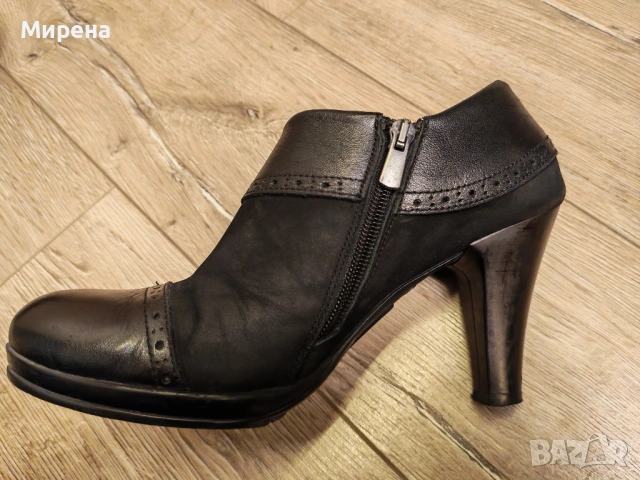 Елегантни затворени обувки от естествена кожа и набук, 38 номер, снимка 5 - Дамски обувки на ток - 53150060