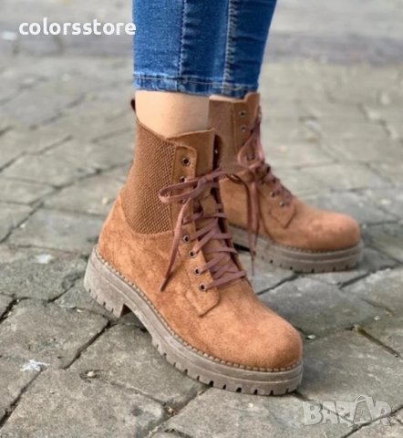 Равни боти - кафяв велур - 132-K