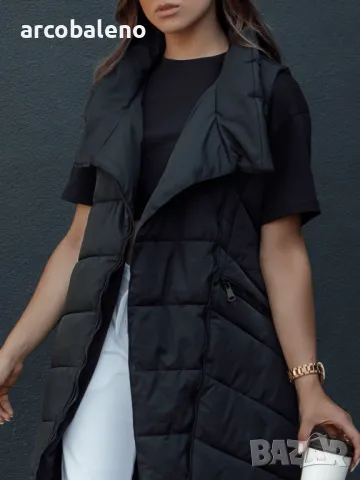 Дамско дълго ватирано яке без ръкави и качулка SERKIS, 2цвята , снимка 9 - Якета - 47464572