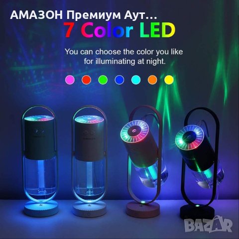 Овлажнител Magic Shadow с отрицателни йони,USB прожекционен 7цвята LED светлини,авт. изкл.,ултра тих, снимка 2 - Други - 43315903