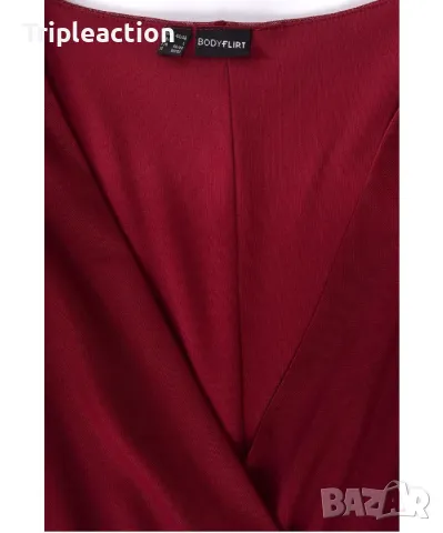 BodyFlirt XXL рокля с прехлупване и ръкави от тюл, червена, снимка 3 - Рокли - 50209683