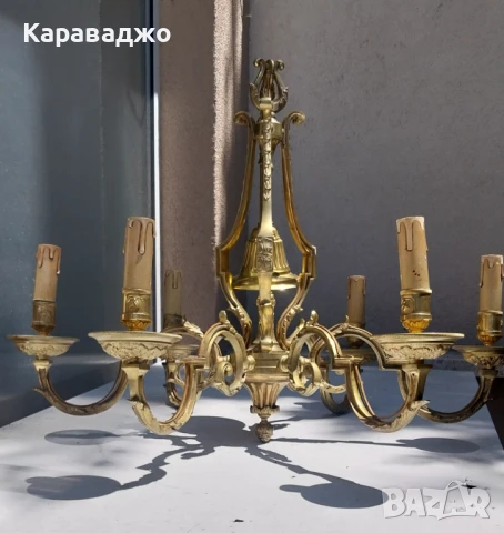 Френски Бронзов Полилей 6ца, снимка 7 - Полилеи - 50931819