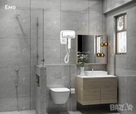 Сешоар, 1600W, стенен, 2 скорости, 1.8 м кабел, снимка 2 - Сешоари - 47766209