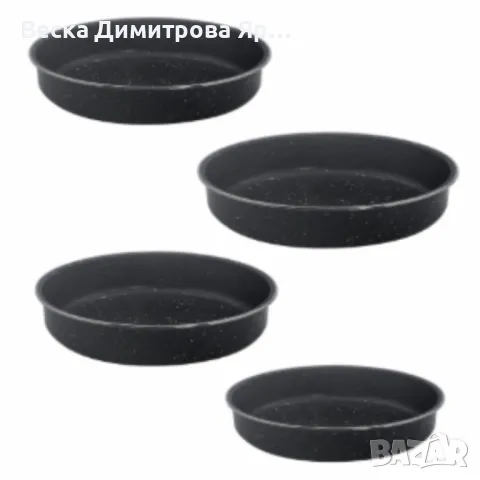 Комплект тави Rosberg 24/26/30/32см., Черни/въгл. стомана с мрам. покр.