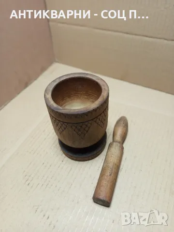 Соц Старо Дървено Хаванче Хаван Чукало За Подправки., снимка 3 - Антикварни и старинни предмети - 49874743