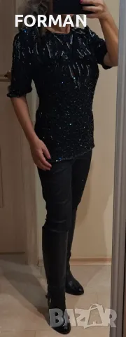 КРАСИВА блуза цялата в пайети хамелеон, снимка 2 - Ризи - 47645453