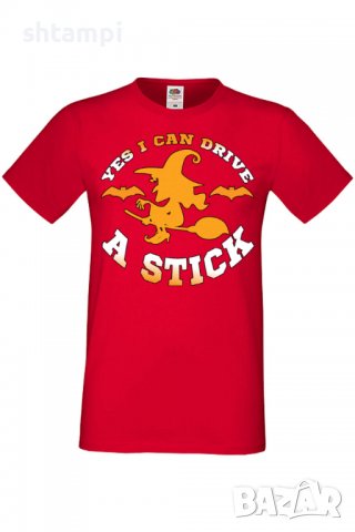Мъжка тениска Yes I Can Drive A Stick,Halloween,Хелоуин,Празник,Забавление,Изненада,Обичаи,, снимка 3 - Тениски - 38132114