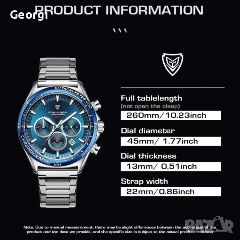 Мъжки спортен часовник / хронограф LIGE* Blue Dream !, снимка 5 - Мъжки - 49483652