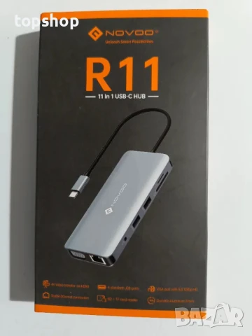 Нов неотварян запечатан NOVOO R11 USB C хъб 11 в 1 за 2 монитора и Ethernet, снимка 9 - Кабели и адаптери - 50552042