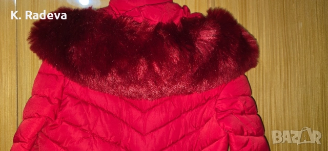 Зимно късо червено яке, снимка 4 - Якета - 52356166