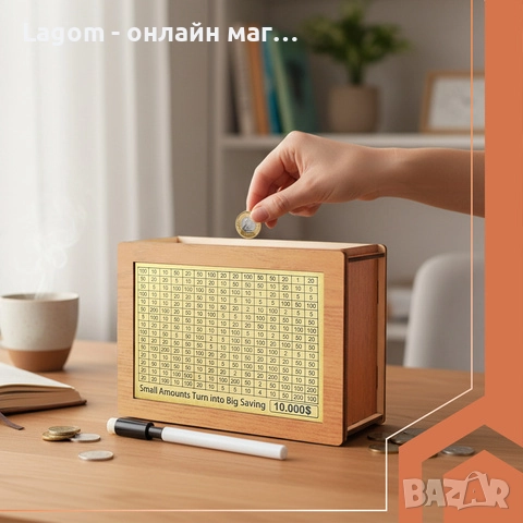 Дървена касичка за пари за деца и възрастни, с цифри за отбелязване Ruhhy, снимка 2 - Декорация за дома - 52550258