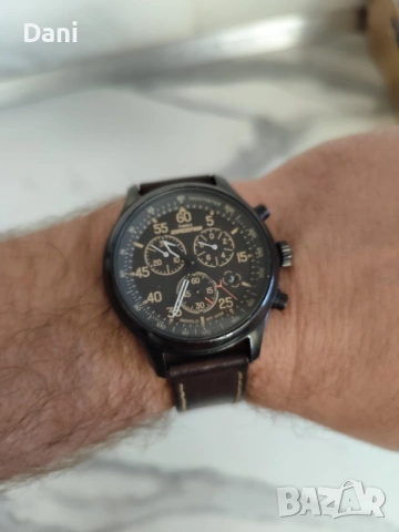 Timex Expedition Field Chronograph с кафява кожена каишка, снимка 3 - Мъжки - 53100829