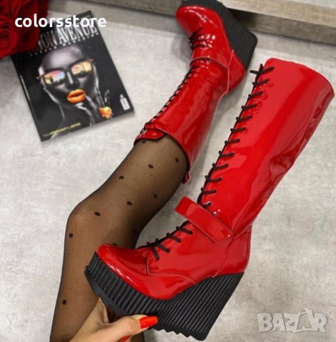 Ботуши на платформа - червен лак - 1905