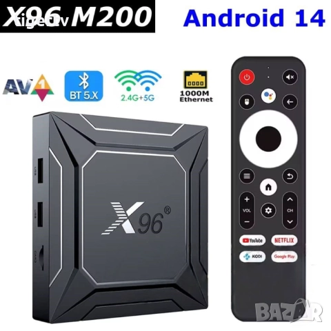 Android TV Box X96 M200 Amlogic S905X5M, Android 14, AV1, 1Gbit, Dual WIFI, 4/32 Гб Bluetooth