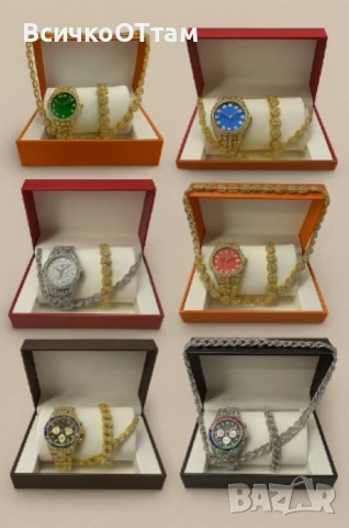 Луксозен комплек бижута,  часовник , гривна и колие, снимка 1