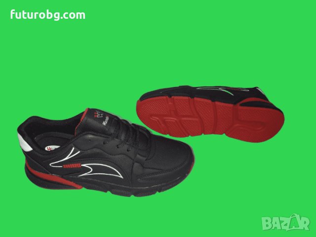 Водоустойчиви мъжки маратонки в черен цвят с червено, снимка 4 - Маратонки - 43268991