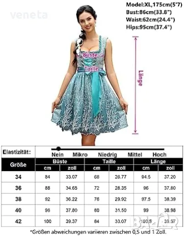 HAUSPROFI Дамска жакардова рокля от 2 части Dirndl, къса с престилка

, снимка 5 - Рокли - 48507402