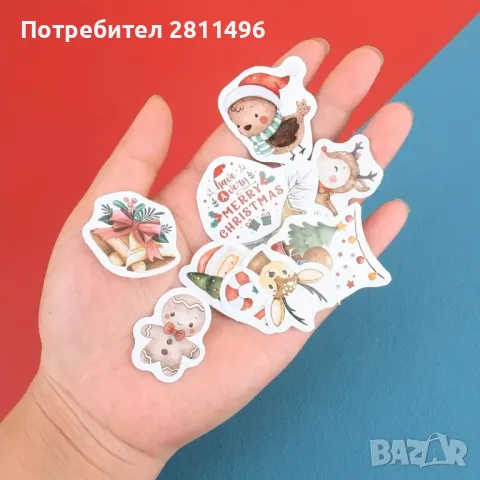 Коледни стикери в кутия, 46 броя - лепенки, снимка 2 - Други - 48571178