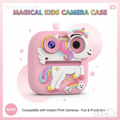 Детска мини камера с моментален печат – Еднорог, Digital Mini Print Camera с термо принтер, снимка 2 - Фотоапарати - 53244138