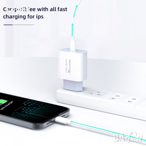 Адаптер fast charger Type C 20W iPhone с чип за бързо зареждане НАЛИЧНО!!!, снимка 10 - Оригинални зарядни - 32596526