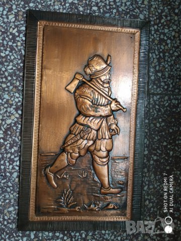 старо медно пано-дървосекач, снимка 2 - Други ценни предмети - 34909365