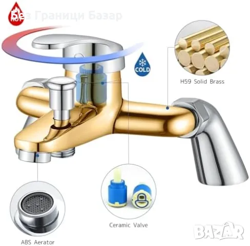 Нов Луксозен смесител за вана/душ, месинг, модерен дизайн за баня кран, снимка 2 - Други стоки за дома - 48889853