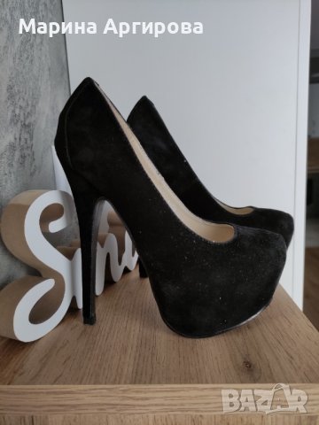 Дамски велурени обувки на висок ток, снимка 1 - Дамски обувки на ток - 37010202
