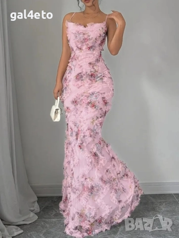 Розова рокля бродерия 