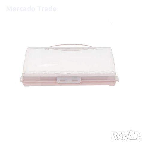 Кутия за сладкиши Mercado Trade, Пластмасова, Правоъгълна, Розов, снимка 2 - Кутии за съхранение - 43122042