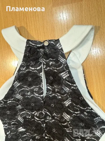 Бяла рокля с дантелени цветя - S/M, снимка 4 - Рокли - 49336993