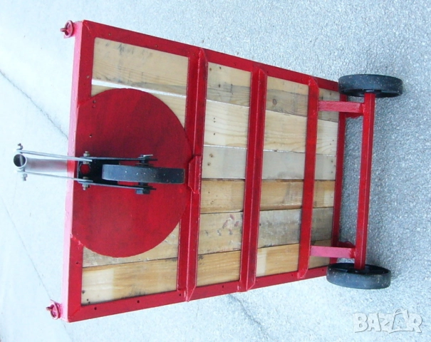 Българска Стоманена Товарна КОЛИЧКА 104x65x29 см Тарга Триколка НРБ Платформа Товар до 300 кг БАРТЕР, снимка 5 - Друго търговско оборудване - 51947504