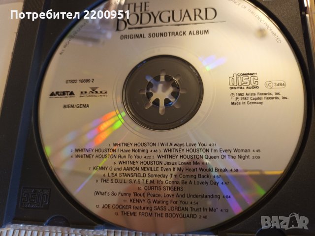 The Bodyguard, снимка 6 - CD дискове - 44036099
