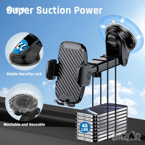 Vexloria Стойка за телефон за кола, 360° въртене, за всички телефони 4.0''-7.0'', снимка 3 - Аксесоари и консумативи - 50033673