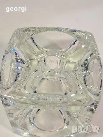 дизайнерски немски кристален свещник кубче лед 14/1, снимка 4 - Декорация за дома - 49396931