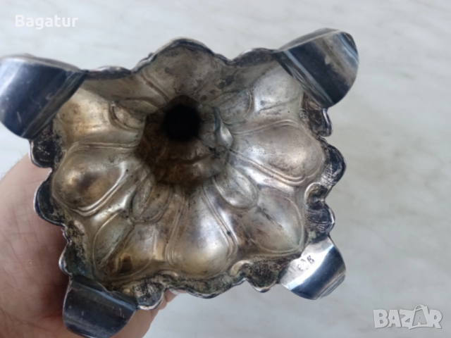 Фламандски свещник,19век,маркиран, арт нуво, посребрен, Ррр!, снимка 6 - Антикварни и старинни предмети - 52525671