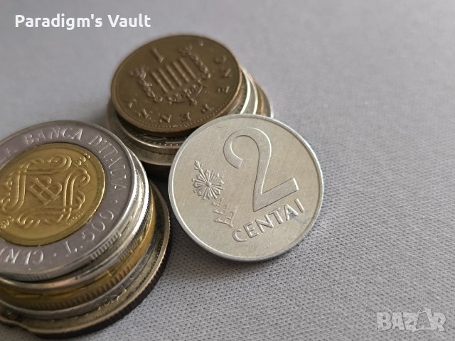 Монета - Литва - 2 цента | 1991г.