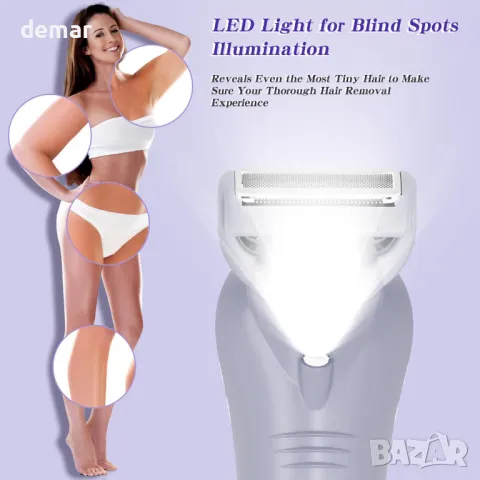 Дамска електрическа самобръсначка Hatteker, Тример за лице и тяло, IPX7, лилава, снимка 5 - Електрически самобръсначки - 49708234