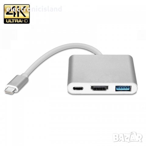 USB-C хъб Thunderbolt 3 адаптер USB C към HDMI съвместим 4K докинг станция PD зареждане за MacBook, снимка 1 - Кабели и адаптери - 38222479
